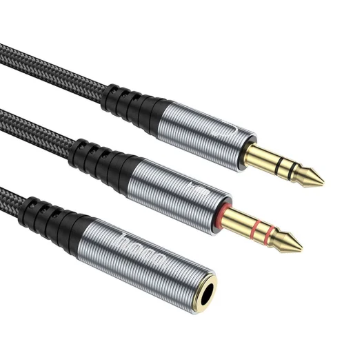 HOCO kábel AUX 2 az 1-ben 3,5 mm jack (női) 2 x 3,5 mm jack (férfi) UPA21 0,25 m fém szürke - 4