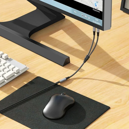 HOCO kábel AUX 2 az 1-ben 3,5 mm jack (női) 2 x 3,5 mm jack (férfi) UPA21 0,25 m fém szürke - 7