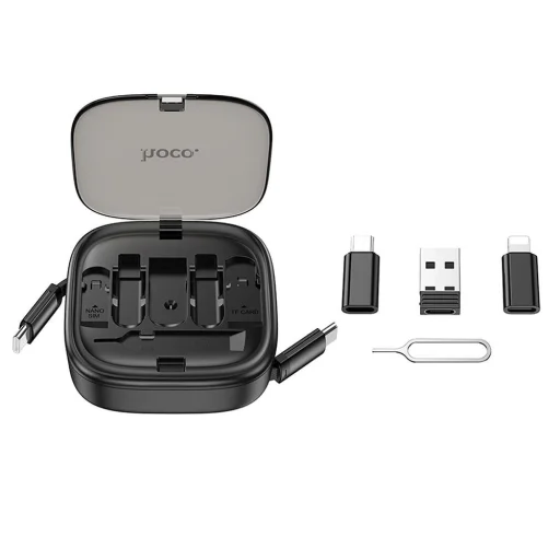 HOCO kábel Minden-az-egyben visszahúzható töltő adatkábel készlet PD 3A 60W U140 0,95 m fekete - 5