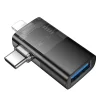 HOCO adapter OTG 2in1 Lightning (férfi) / Type C (férfi) USB A (női) csatlakozóhoz UA36E fekete thumbnail