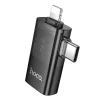 HOCO adapter OTG 2in1 Lightning (férfi) / Type C (férfi) USB A (női) csatlakozóhoz UA36E fekete thumbnail
