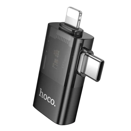 HOCO adapter OTG 2in1 Lightning (férfi) / Type C (férfi) USB A (női) csatlakozóhoz UA36E fekete - 3
