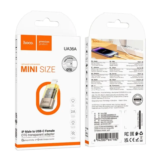 HOCO átalakító OTG Lightning (apa) - Type C (anya) UA36A áttetsző arany - 5