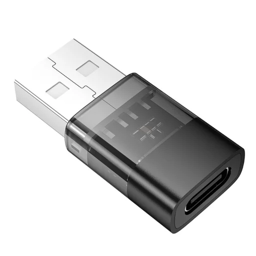 HOCO adapter USB A (férfi) - Typ C (női) UA36C átlátszó fekete - 2