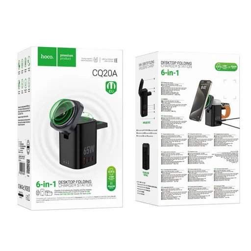 HOCO vezeték nélküli töltő 6 az 1-ben Apple Watch kompatibilis PD QC 65W CQ20A fekete - 11