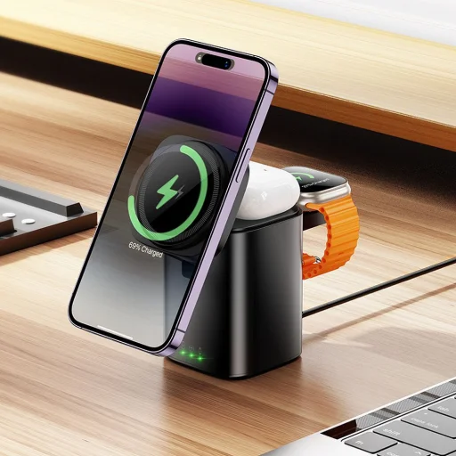 HOCO vezeték nélküli töltő 3in1 kompatibilis APPLE Watch 15W CQ20 fekete - 4