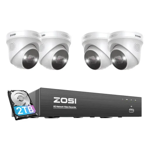 IP Kamera ZOSI C225 4 db WiFi 5MP + NVR 8 csatornás + 2TB HDD - 1