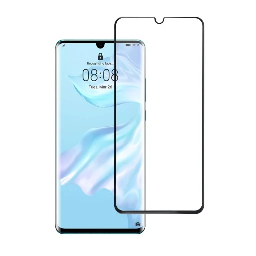 Edzett Üveg Blue Star - HUA P30 Pro (teljes ragasztás/kis méret) - fekete üvegfólia - 2