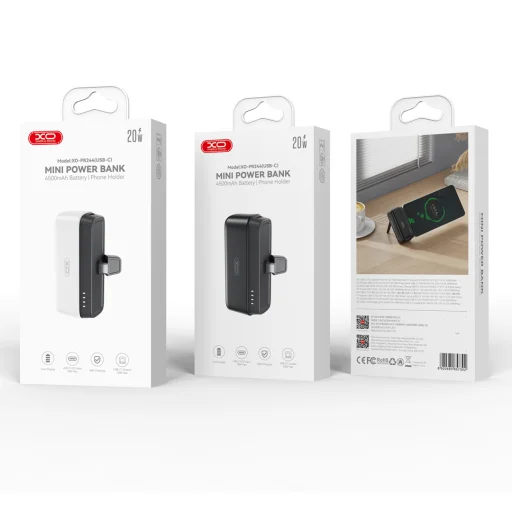XO powerbank mini PR244 20W 5000 mAh USB-C csatlakozóval fekete - 4