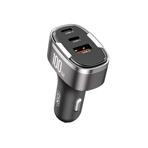 XO autós töltő CC61 PD QC 3.0 100W 1x USB 1x USB-C 1x Lightning szürke - 2
