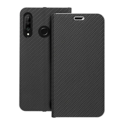 LUNA fliptok Carbon Huawei P30 Lite fekete tok - 1