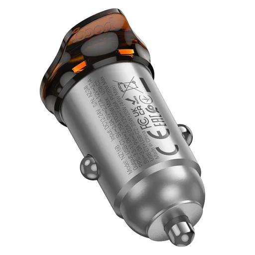 HOCO autós töltő 2 x Type C PD QC3.0 45W NZ16B fém szürke - 3