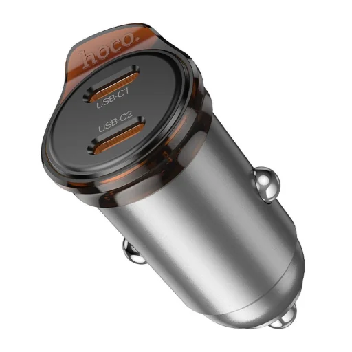 HOCO autós töltő 2 x Type C PD QC3.0 45W NZ16B fém szürke - 6