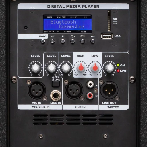 SAL PAP43BT professzionális hangdoboz, 38cm mélysugárzó,  aktív zenekari hangdoboz, Bluetooth, MP3, USB, SD, multimédia lejátszó, digitális kijelző - 5