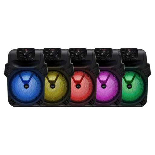SAL PAR20BTC party hangdoboz, 2-utas hangrendszer, bass-reflex mélysugárzó, Bluetooth, FM rádió, digitális kijelző, LED fényeffekt - 4