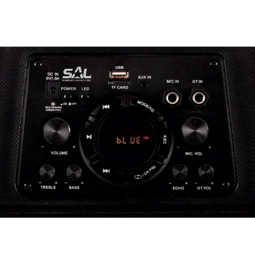 SAL PAR 219BT hordozható party hangdoboz, 80 W, BT, FM rádió, AUX, ~13 óra üzemidő külön LED effekt, álló és fekvő - 4