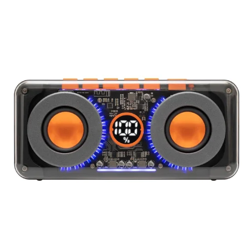 SAL MECHAPOWER vezeték nélküli hangszóró és multimédia-lejátszó, 2 x 10 W, RGB LED, BT TWS, USB-C, ~8 óra üzemidő, superbass mélysugárzó - 2