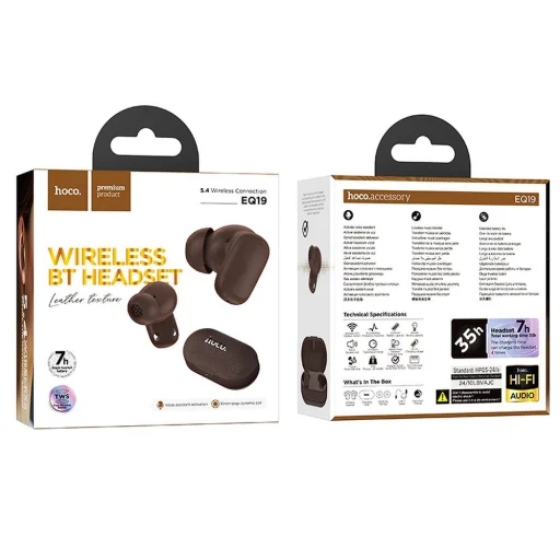 HOCO vezeték nélküli fülhallgató Bluetooth TWS EQ19 barna - 3