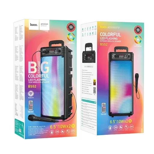HOCO vezeték nélküli hangszóró bluetooth + vezetékes mikrofon BS52 fekete - 9