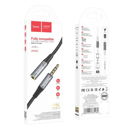HOCO kábel AUX Jack 3,5 mm (apa) - Jack 3,5 mm (anya) UPA20 2 m fekete - 9