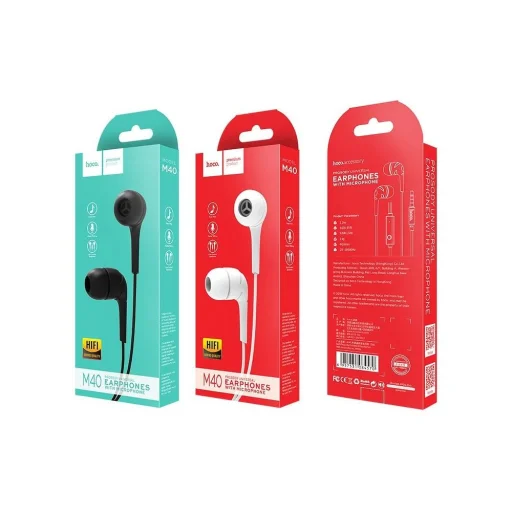 HOCO vezetékes fülhallgató Jack 3,5 mm mikrofonnal M40 fehér - 3