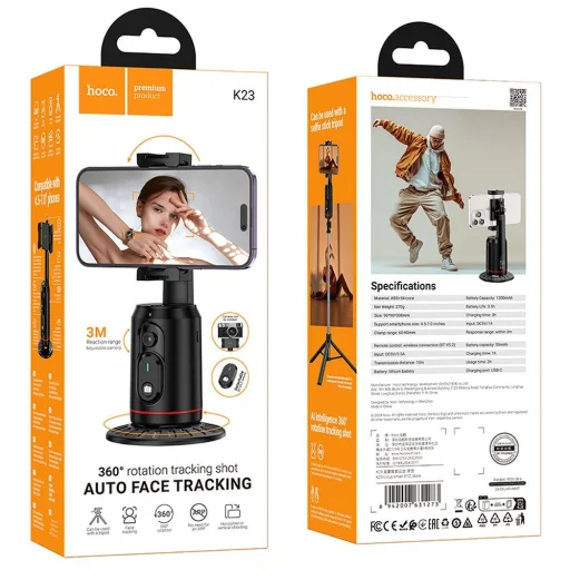HOCO mobiltelefon tartó 360 fokos automatikus arckövetéssel K23 fekete - 8