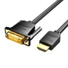 HDMI-DVI (24+1) kábel Vention ABFBG 1,5m, 4K 60Hz/ 1080P 60Hz (Fekete) thumbnail