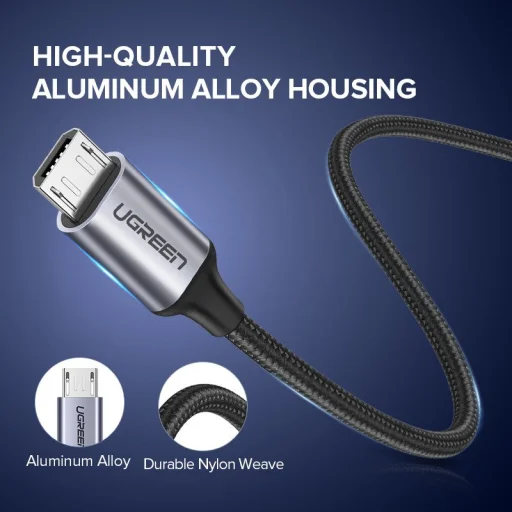 UGREEN USB-Micro USB kábel, QC 3.0, 2,4A, 0,25m (fekete) - 7