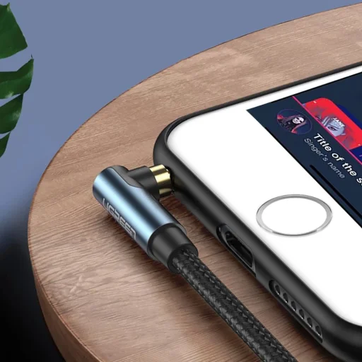 Ugreen derékszögű AUX kábel 2 x mini jack 3.5 mm 1m kék (AV112) - 18