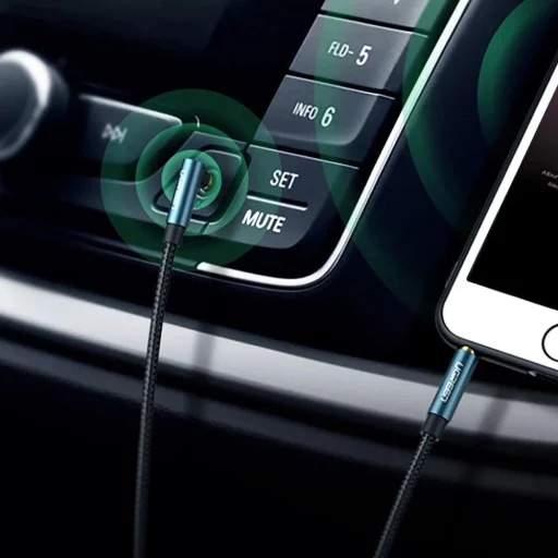 Ugreen derékszögű AUX kábel 2 x mini jack 3.5 mm 1m kék (AV112) - 19