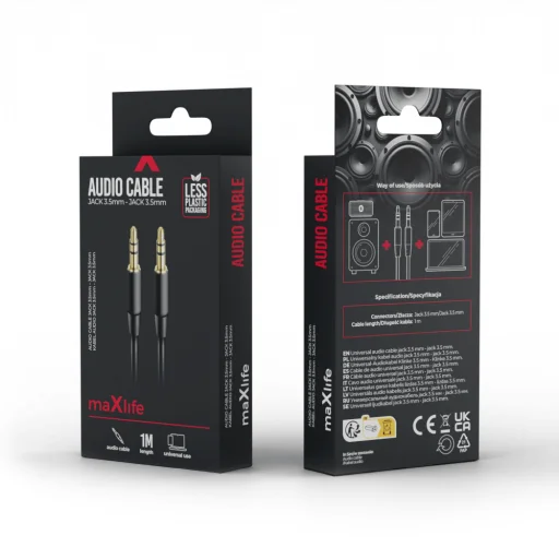 Maxlife audio kábel jack 3.5 mm - jack 3.5 mm 1m fekete - 8