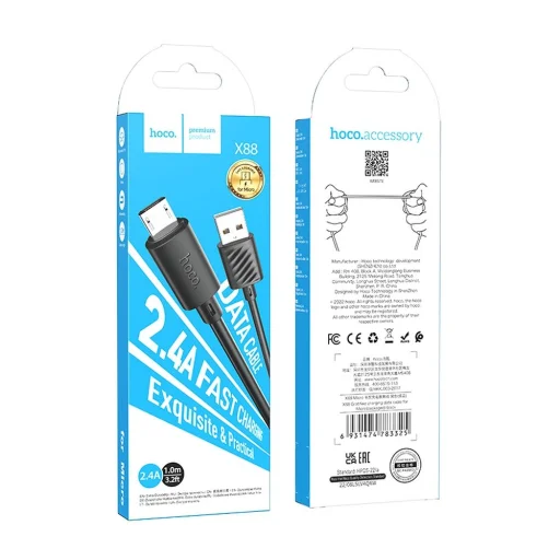 HOCO kábel USB A-ról Micro USB-re 2,4A X88 1 m fekete - 5
