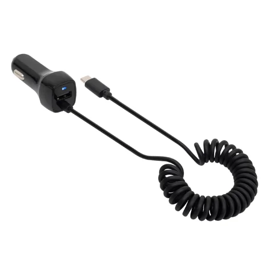 SAL SAU 24C autós USB töltő 2in1, 2 készülék, USB, USB-C, 2,4 A összesen - 2