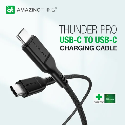Amazing Thing Cable Thunder Pro CCC110MTHBK - Type C to Type C - PD 60W 4A 1,1 méter fekete - 5
