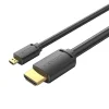 HDMI-D Male to HDMI-A Male Kábel Vention AGIBI 3m, 4K 60Hz (Fekete) thumbnail