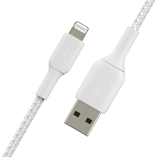 Belkin BOOST CHARGE USB-A - Lightning kábel, fonott - 1M - Fehér - 3