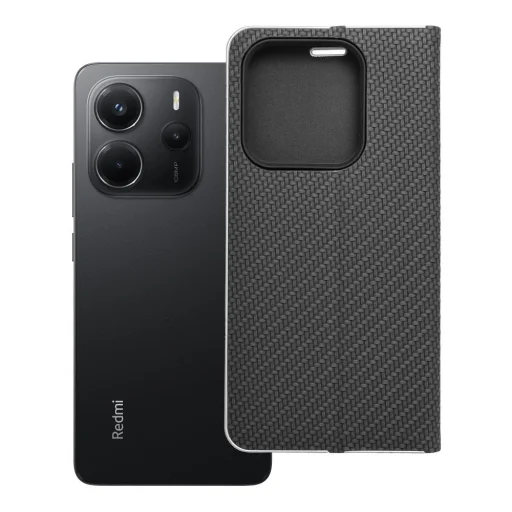 LUNA flip puzdro Carbon Xiaomi Redmi Note 14 5G čierne puzdro - 15