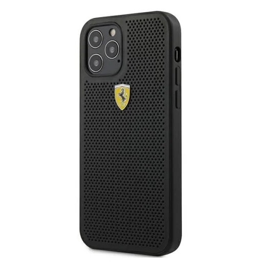 Ferrari FESPEHCP12MBK iPhone 12/12 Pro 6.1" fekete/fekete kemény tok On Track Perforated tok - 2