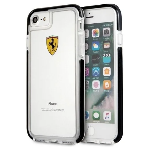 Ferrari Hardcase FEGLHCP7BK iPhone 7/8 SE 2020 / SE 2022 ütésálló átlátszó fekete tok - 1
