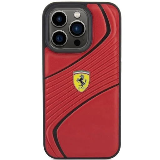 Ferrari Twist Fém Logós tok iPhone 15 Pro - piros - 3