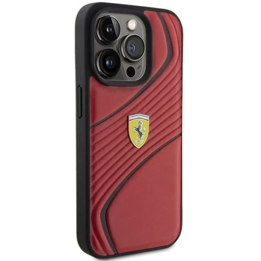 Ferrari Twist Fém Logós tok iPhone 15 Pro - piros - 4