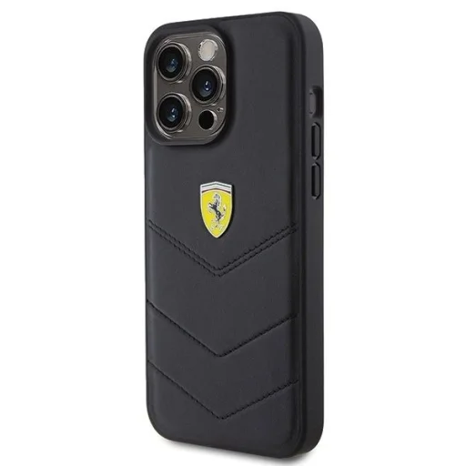 Ferrari Steppelt Fém Logó tok iPhone 15 Pro Max - fekete - 2