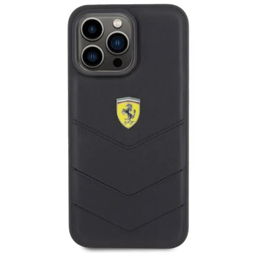 Ferrari Steppelt Fém Logó tok iPhone 15 Pro Max - fekete - 3