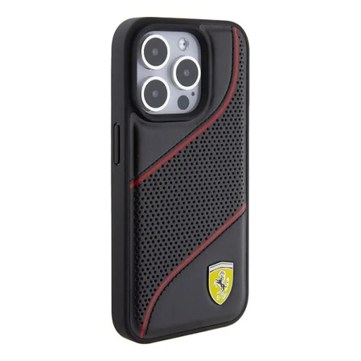 Ferrari Perforated Waves Metal Logo tok iPhone 15 Pro - fekete - 4