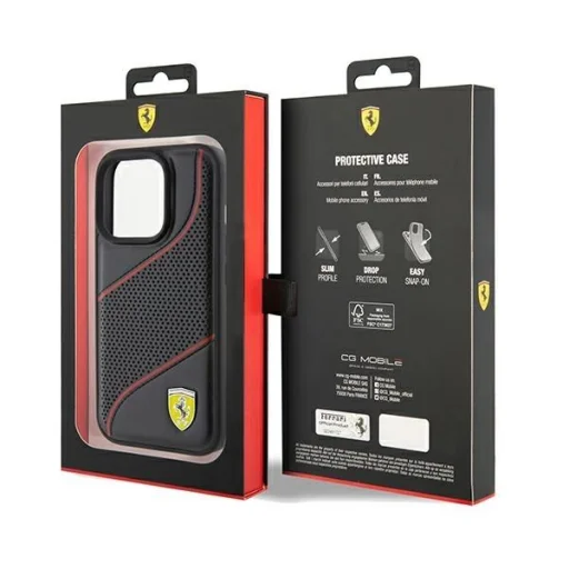 Ferrari Perforated Waves Metal Logo tok iPhone 15 Pro - fekete - 8