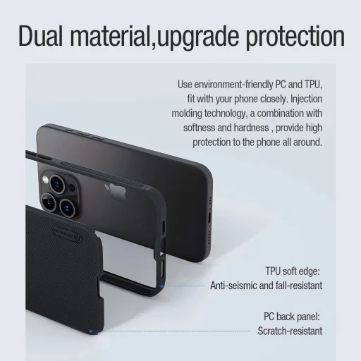 Nillkin Super Frosted Shield Pro Mágneses tok iPhone 15 Pro-hoz - fekete - 11