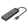 USB-C 3.0 Hub 4 Porthoz Tápegységgel Vention TGKBD 0.5m Fekete ABS thumbnail