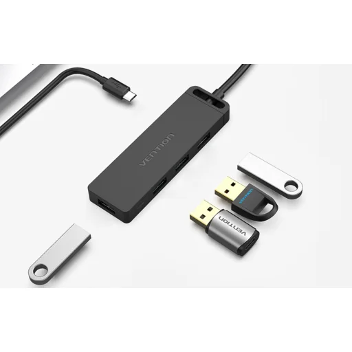USB-C 3.0 Hub 4 Porthoz Tápegységgel Vention TGKBD 0.5m Fekete ABS - 2