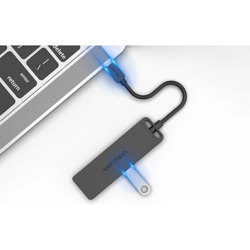 USB-C 3.0 Hub 4 Porthoz Tápegységgel Vention TGKBD 0.5m Fekete ABS - 6