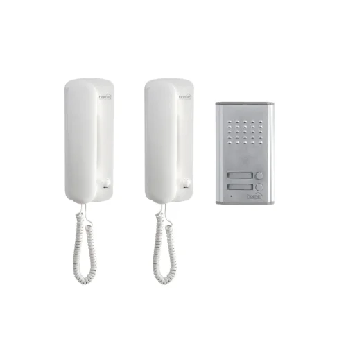 Home DP 012 kétlakásos vezetékes kaputelefon szett, kétvezetékes rendszer, kiváló hangátvitel, kapunyitó elektronika, falba süllyeszthető külső egység - 1